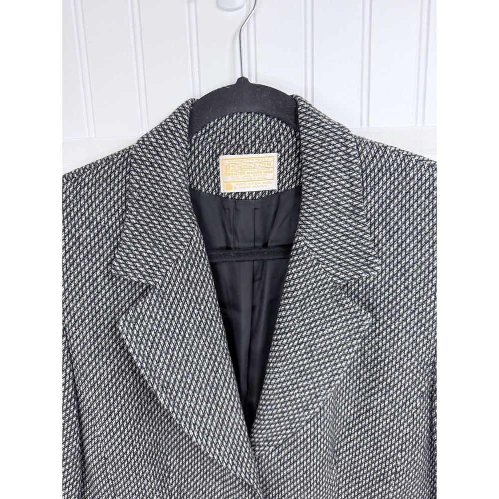 Womens 8 Pendleton Blazer Wool‎ Black White Vintage Jacket Professional Preppy
